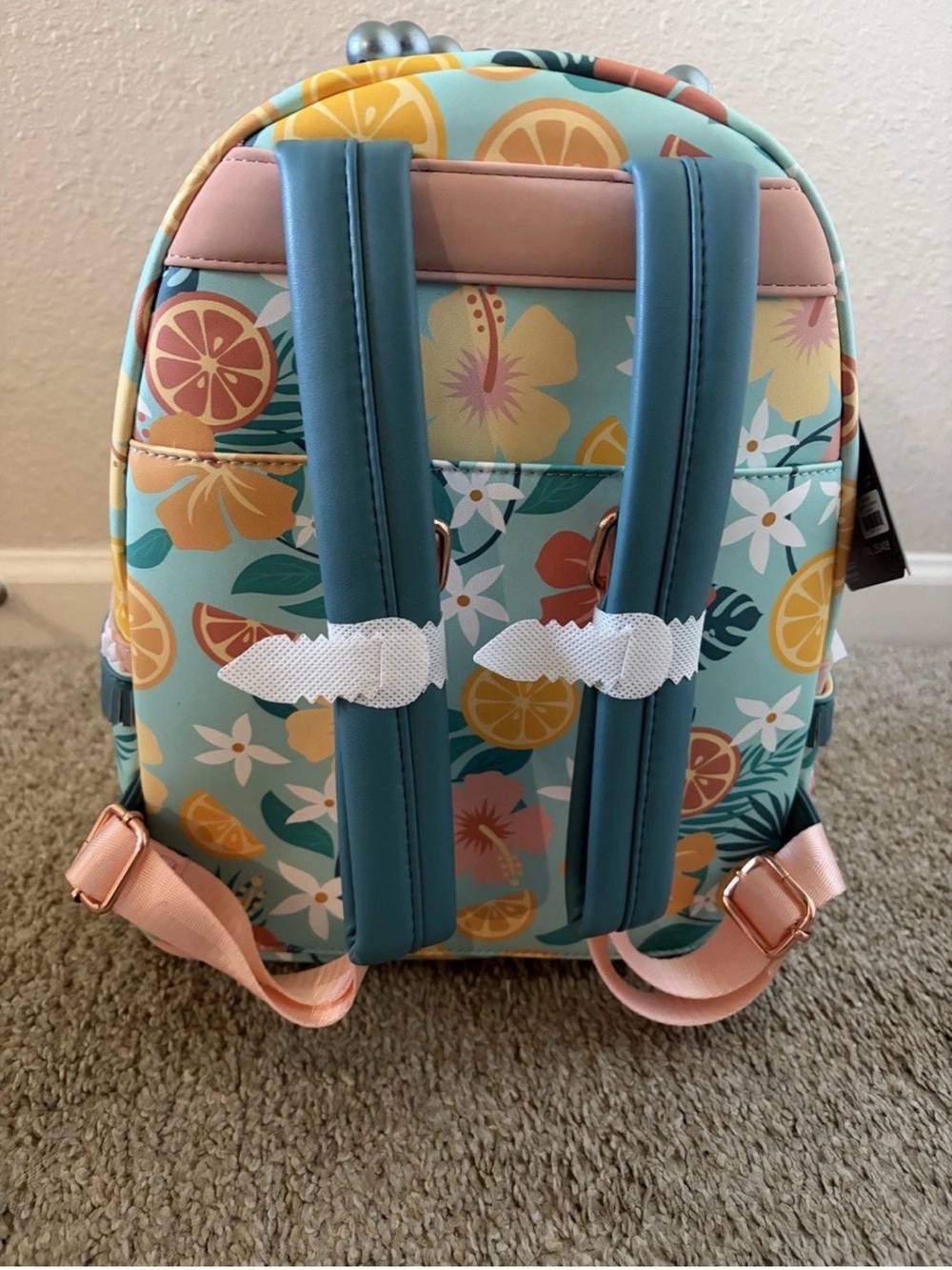Loungefly Lemon Slice Floral Crossbody Backpack - Yellow & Teal - Picture 3 of 6